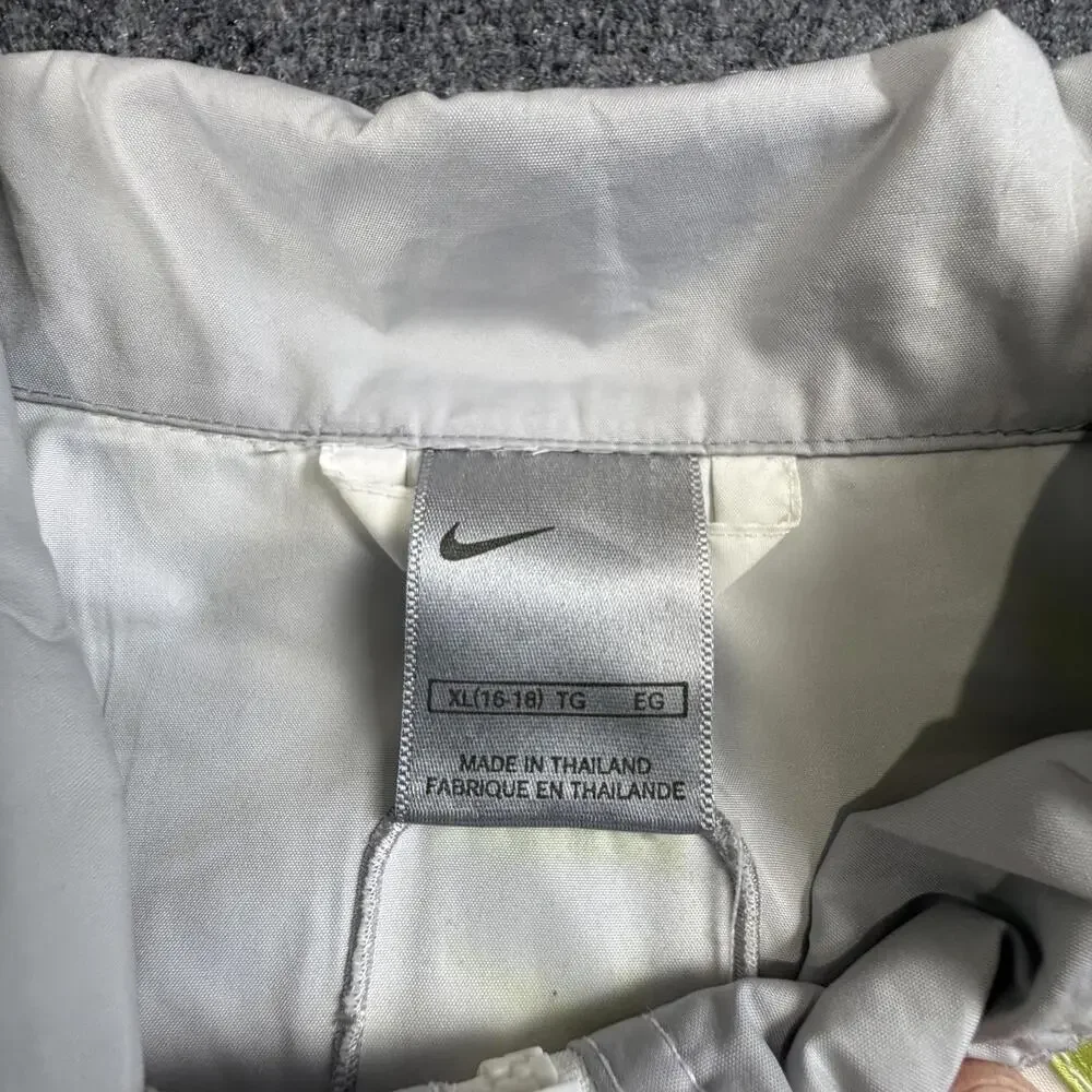 Nike Men's Windbreaker Jacket XL 16-18 White Gray Green #1275‎